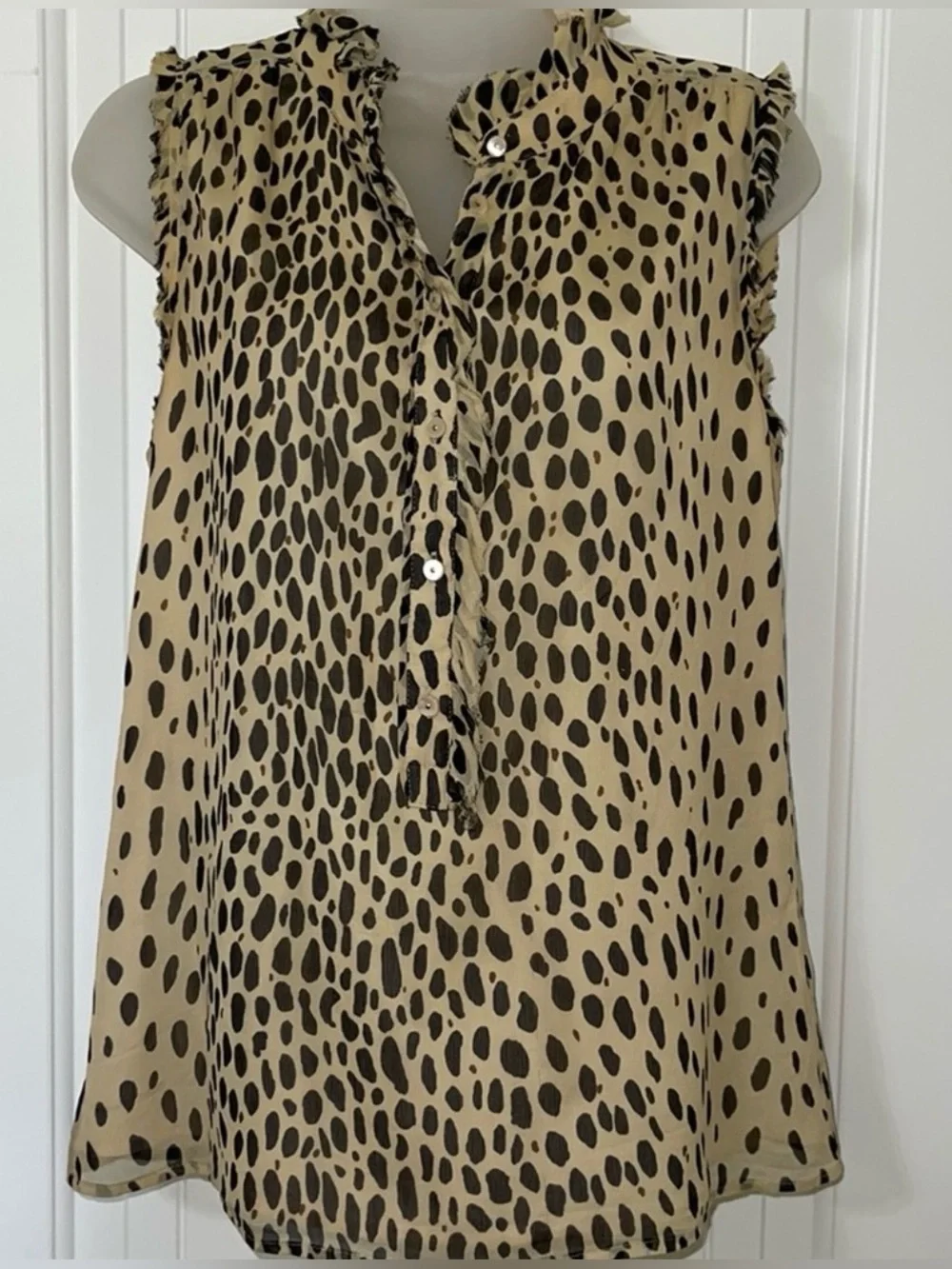 J. Crew Natasha Wildcat Animal Print Silk Sleeveless Blouse size 2